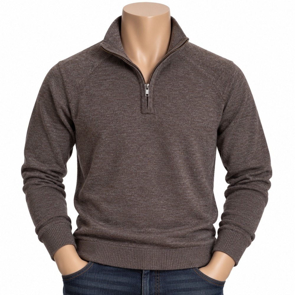 Banana Republic Mens Brown 100% Merino Wool Quarter Zip Sweater Small Raglan